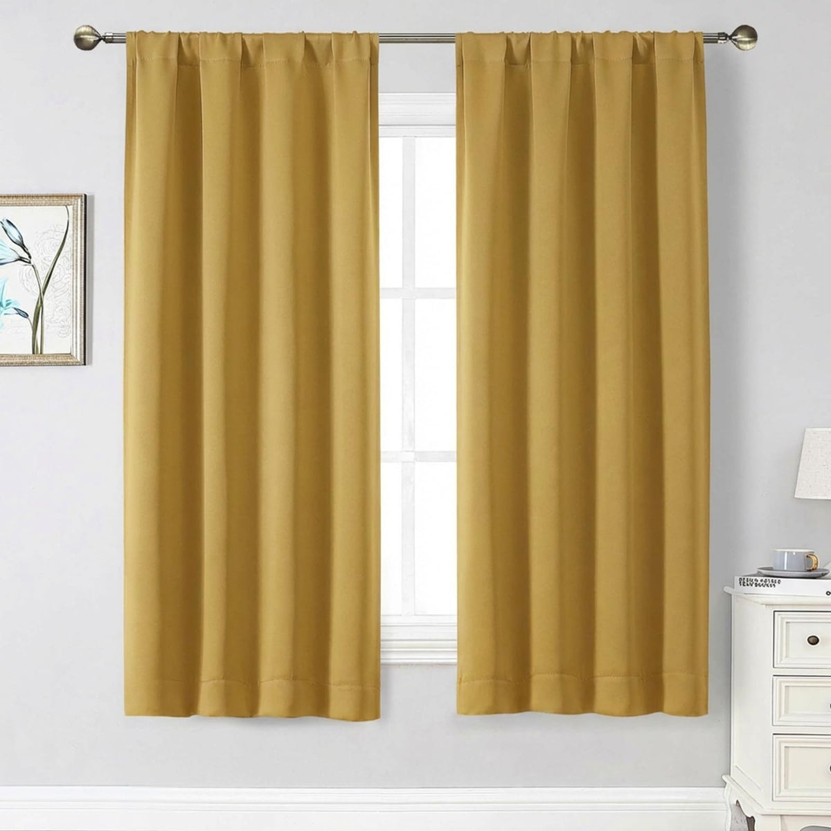 Black Cafe Blackout Curtains 36 Inch Length 2 Panels Set, Soft Solid Thermal Insulated Room Darkening Small Window Curtains for Kitchen Bathroom Basement, Black, Each, 40" Wx36 L