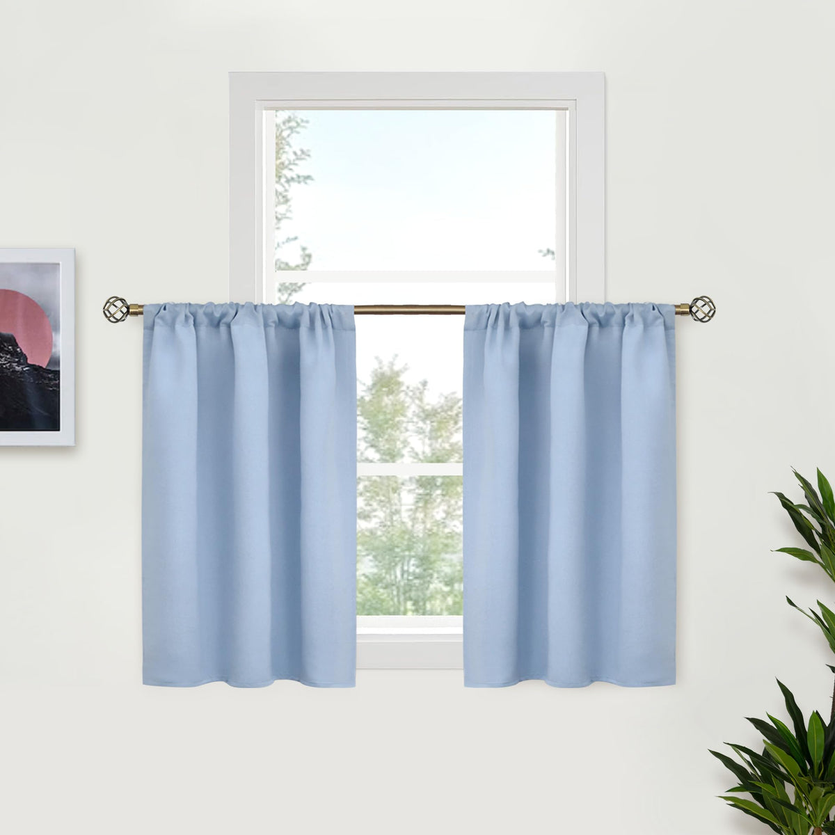 BGment Black Blackout Curtains 40 Inches Long for Kitchen Window 2 Panels