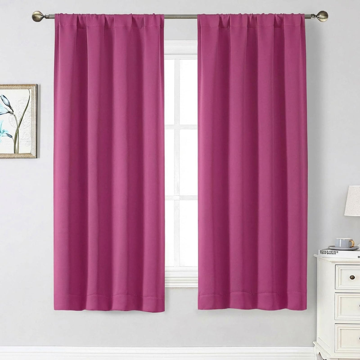 Black Cafe Blackout Curtains 36 Inch Length 2 Panels Set, Soft Solid Thermal Insulated Room Darkening Small Window Curtains for Kitchen Bathroom Basement, Black, Each, 40" Wx36 L