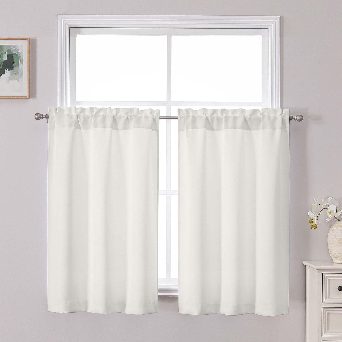 Chyhomenyc Short Black Out Curtains 36 Inch Length, 2 Panels, Black