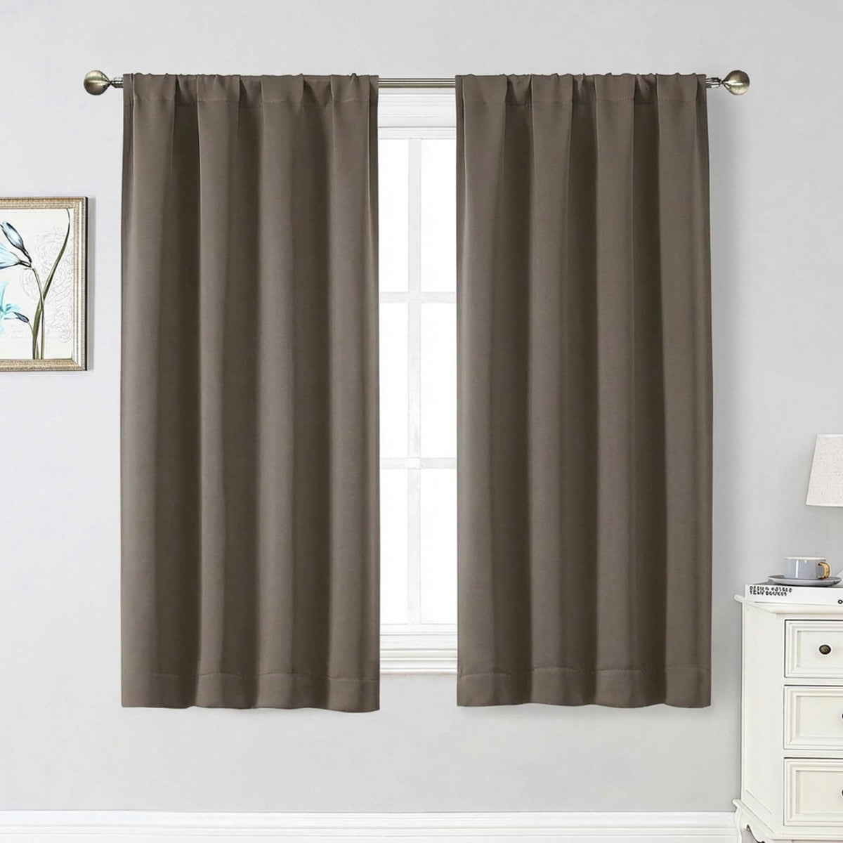 Black Cafe Blackout Curtains 36 Inch Length 2 Panels Set, Soft Solid Thermal Insulated Room Darkening Small Window Curtains for Kitchen Bathroom Basement, Black, Each, 40" Wx36 L