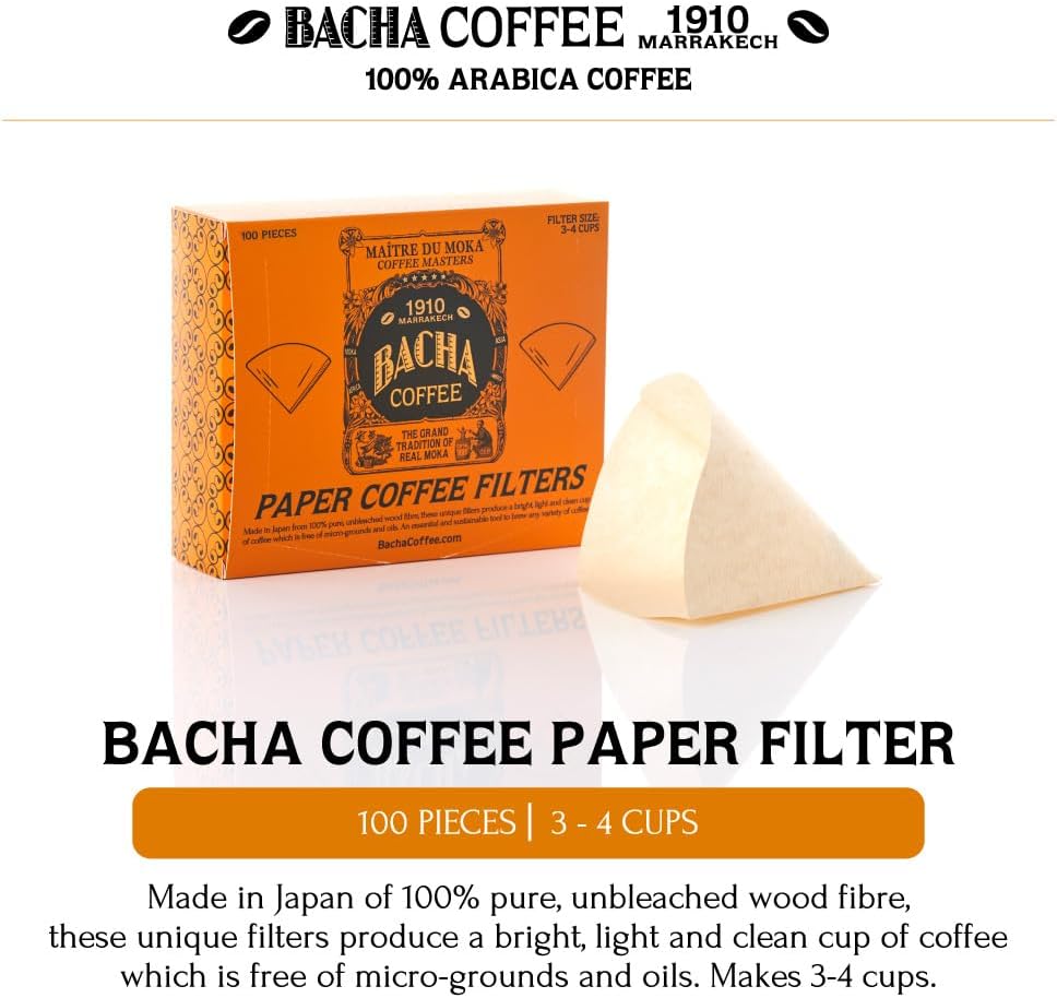 Bacha Coffee Paper Coffee Filters - Large, 100 Count (3-4 Cups)
