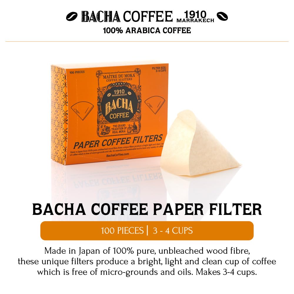 Bacha Coffee Paper Coffee Filters - Large, 100 Count (3-4 Cups)
