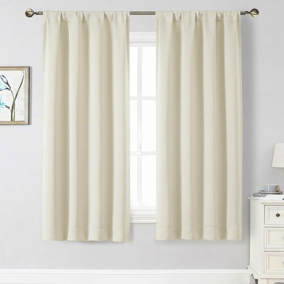 Black Cafe Blackout Curtains 36 Inch Length 2 Panels Set, Soft Solid Thermal Insulated Room Darkening Small Window Curtains for Kitchen Bathroom Basement, Black, Each, 40" Wx36 L