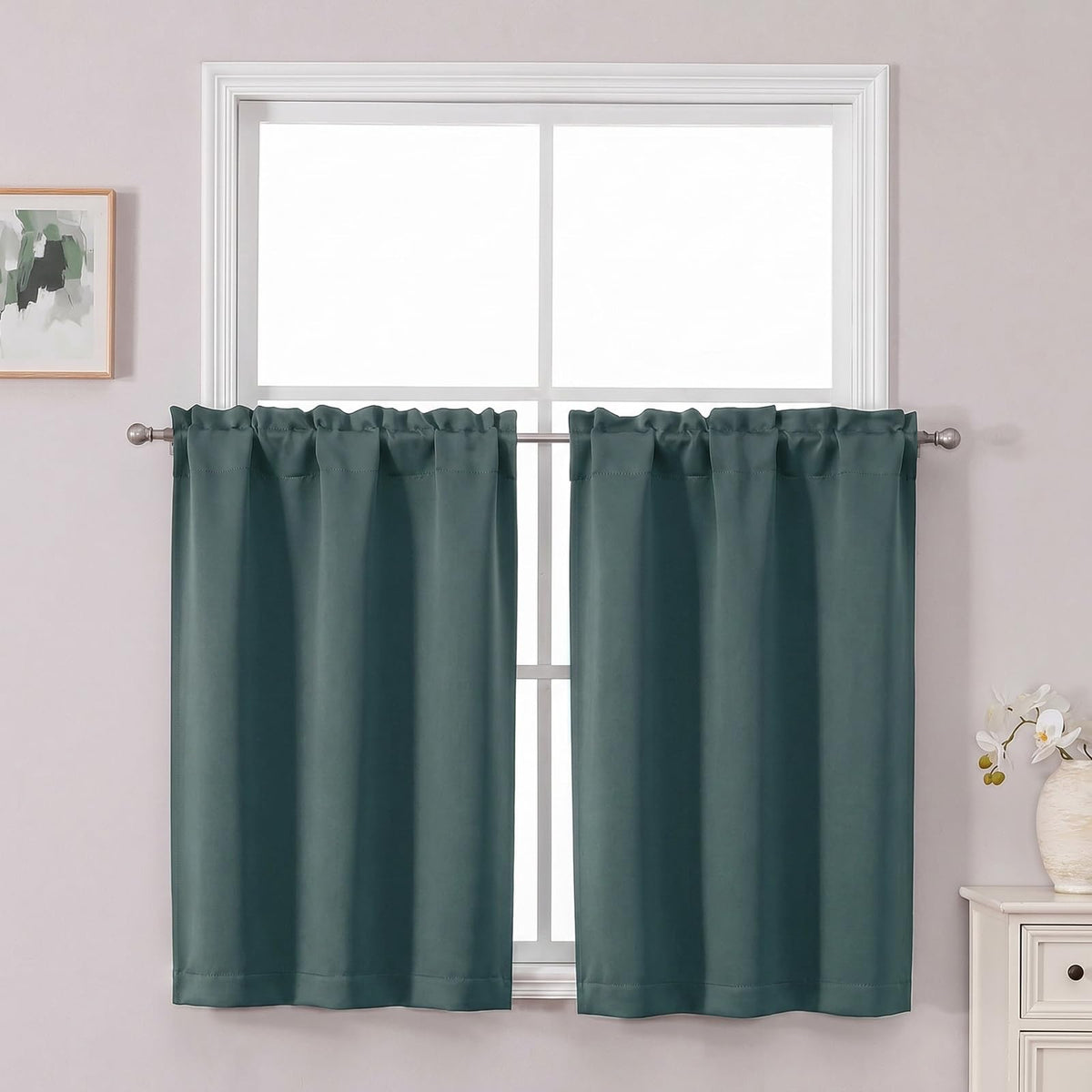Chyhomenyc Short Black Out Curtains 36 Inch Length, 2 Panels, Black