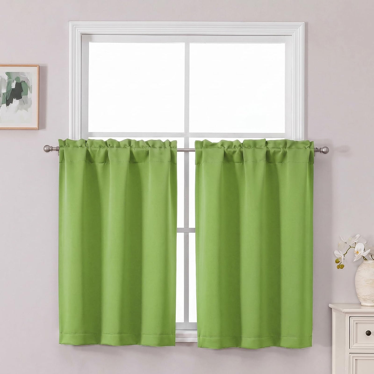 Chyhomenyc Short Black Out Curtains 36 Inch Length, 2 Panels, Black