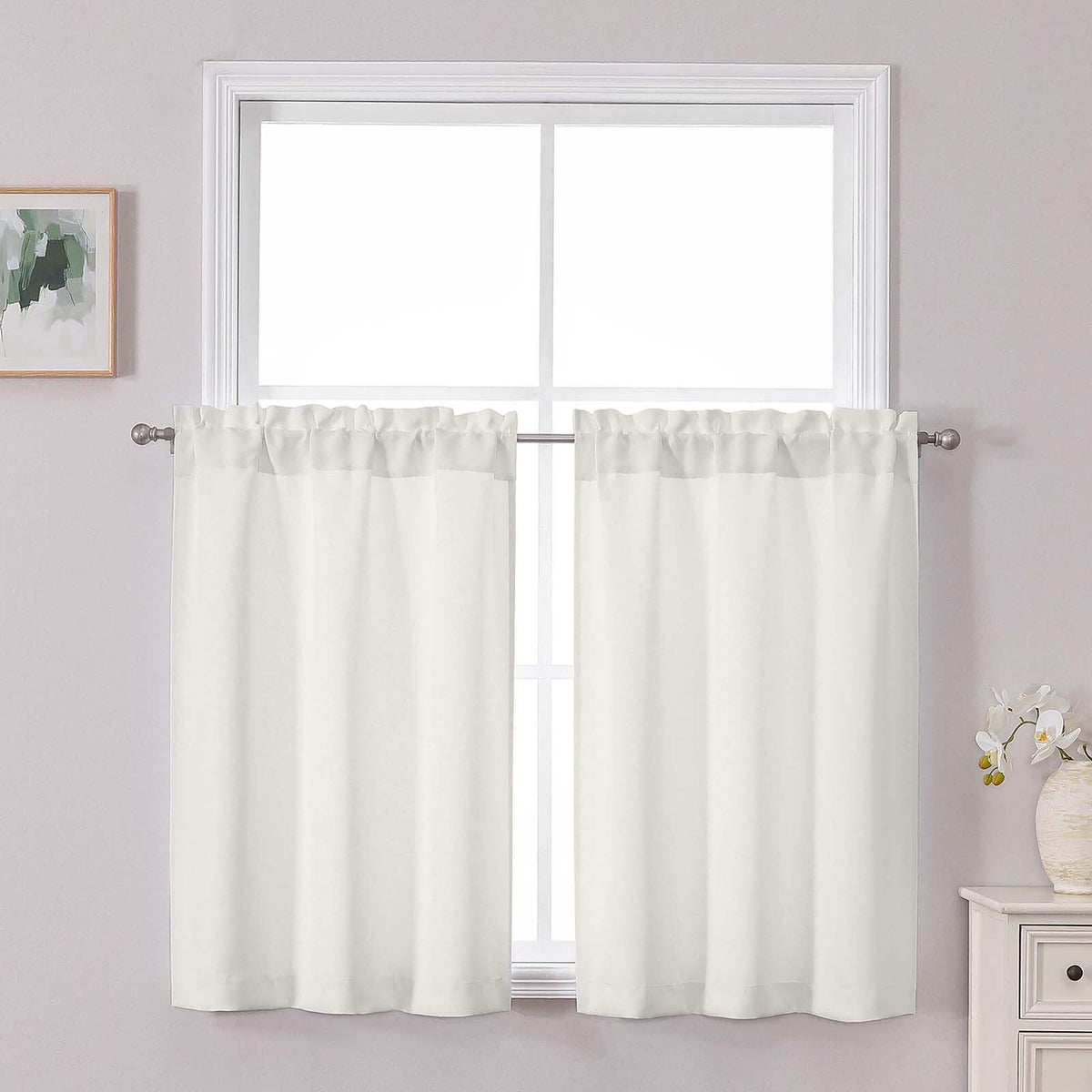 Chyhomenyc Short Black Out Curtains 36 Inch Length, 2 Panels, Black