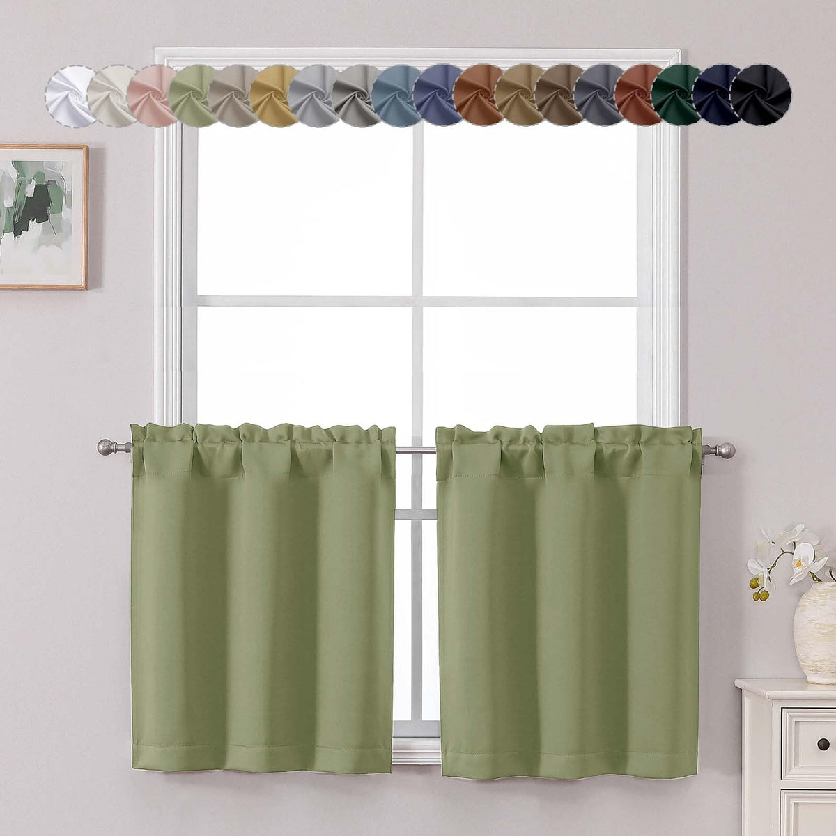 Chyhomenyc Short Black Out Curtains 36 Inch Length, 2 Panels, Black