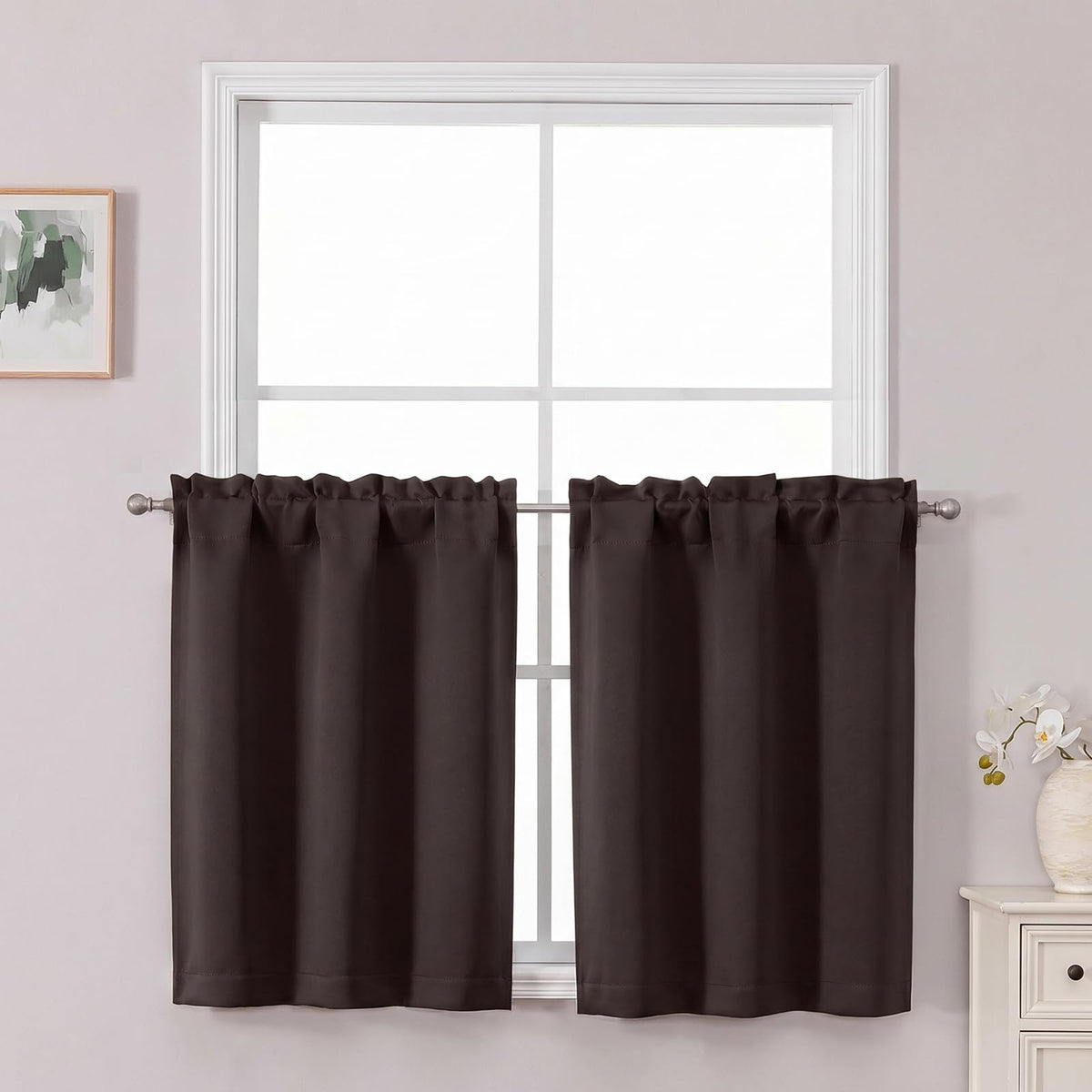 Chyhomenyc Short Black Out Curtains 36 Inch Length, 2 Panels, Black