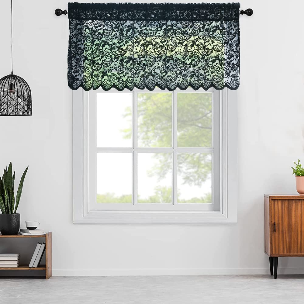 ALIGOGO Short White Lace Kitchen Curtains 36 Length 2 Panels W26 x L36 Inch