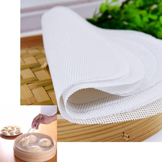 Rolin Roly 5PCS 11.8 inch Silicone Steamer Liners Round Mesh Baking Mats Non-Stick Steamed Reusable Food Grade Pastry Dim Sum Steamer Papers Bamboo Dumpling Mat
