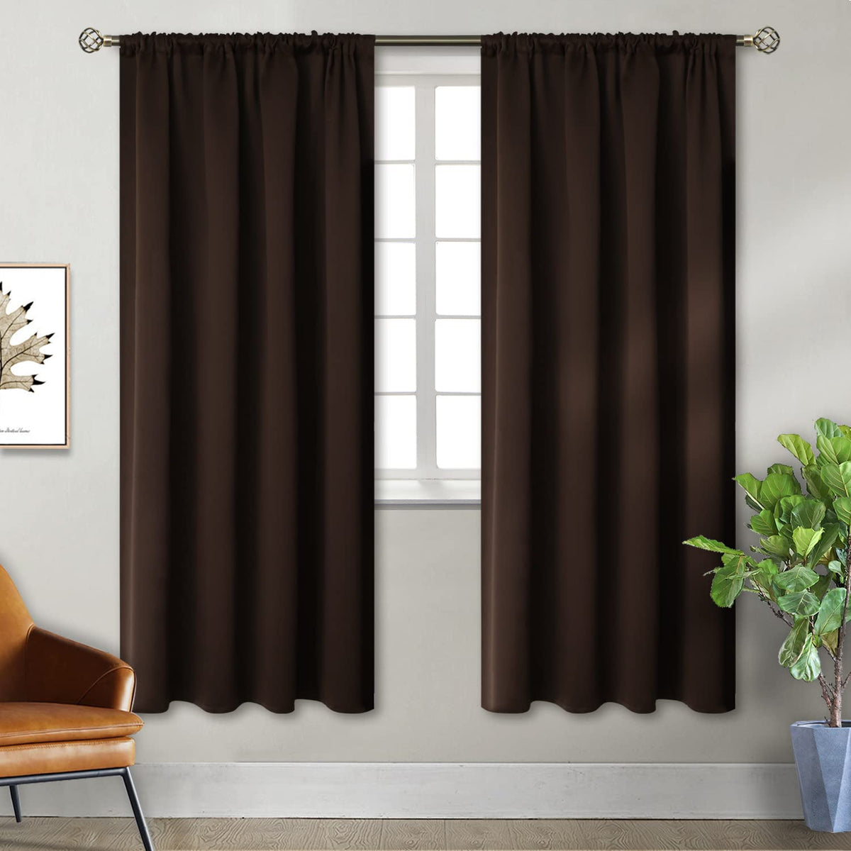 BGment Black Blackout Curtains 40 Inches Long for Kitchen Window 2 Panels