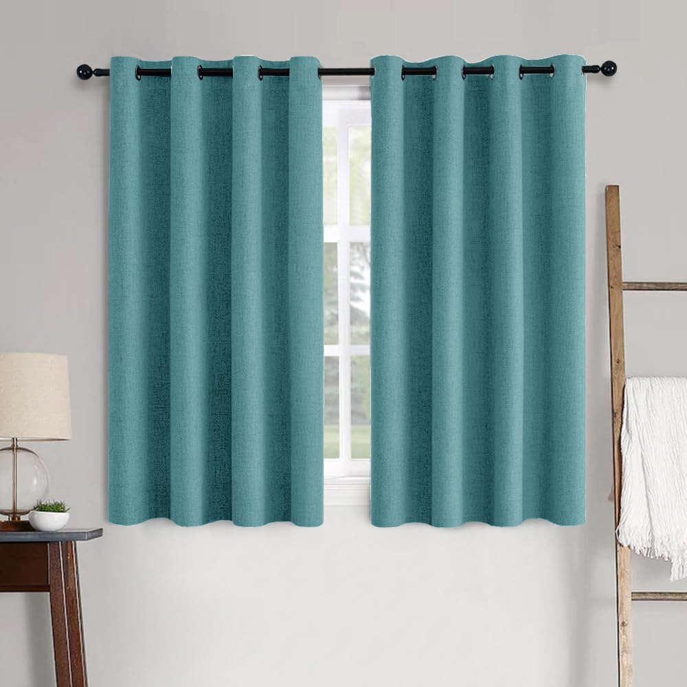 MIULEE 100% Blackout Linen Curtains for Bedroom 52x54 Inches Natural Beige