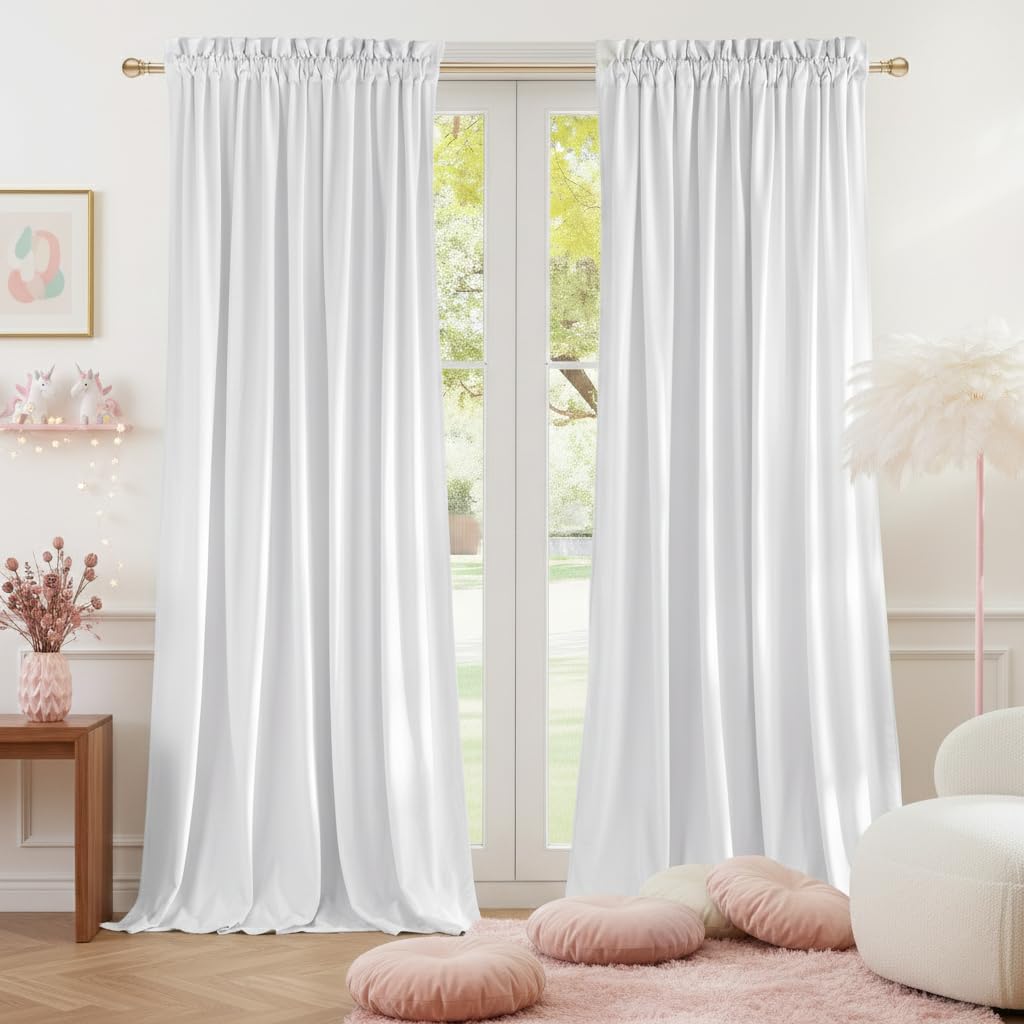 NICETOWN Black Out Velvet Curtains 63 inches Long for Kitchen