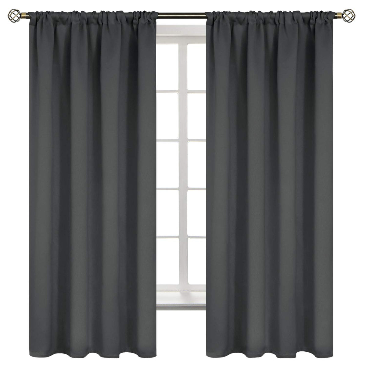 BGment Black Blackout Curtains 40 Inches Long for Kitchen Window 2 Panels