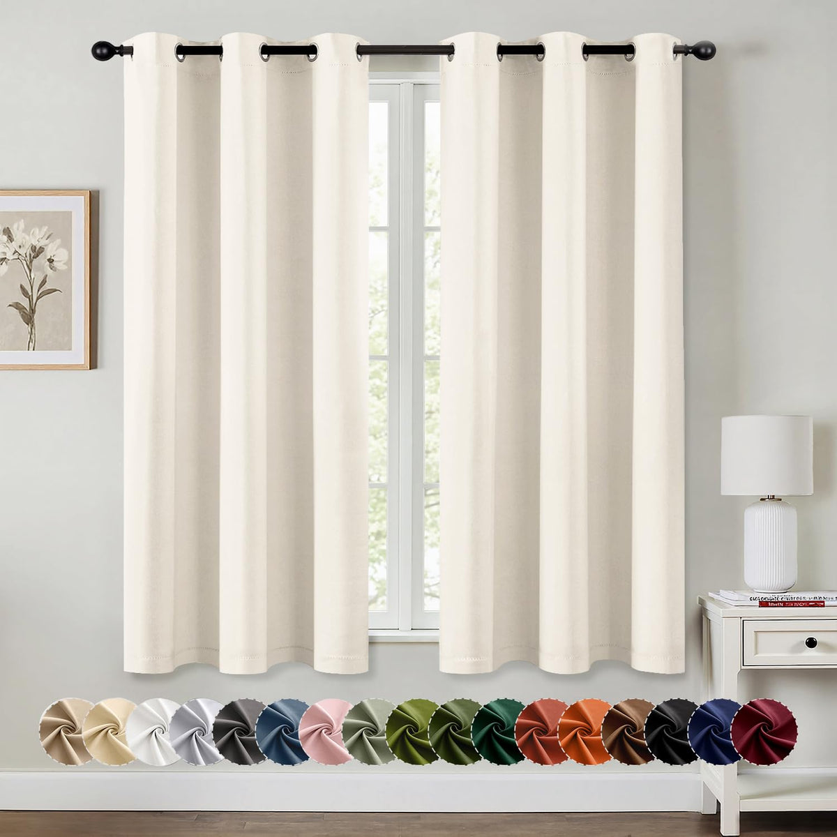 MIULEE Blackout Curtains for Bedroom 2 Panels 40 x 63 Inch Long Black