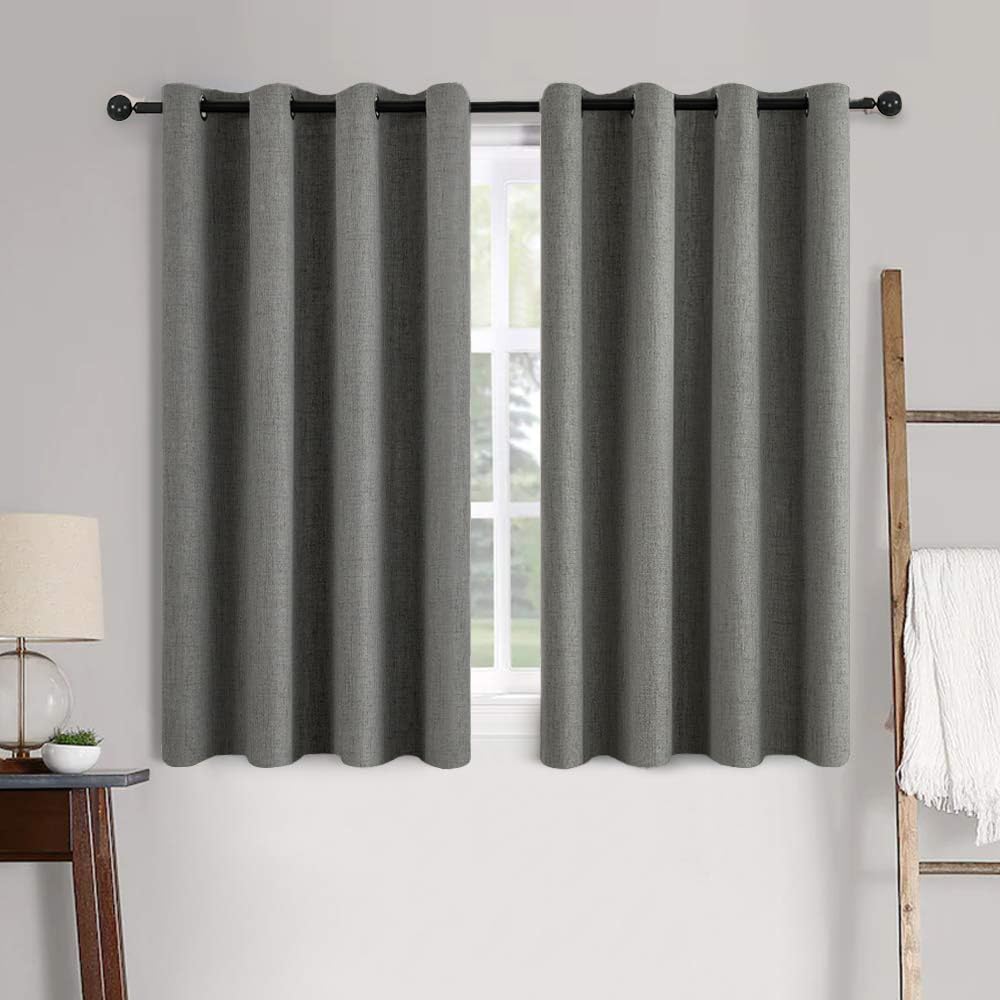 MIULEE 100% Blackout Linen Curtains for Bedroom 52x54 Inches Natural Beige