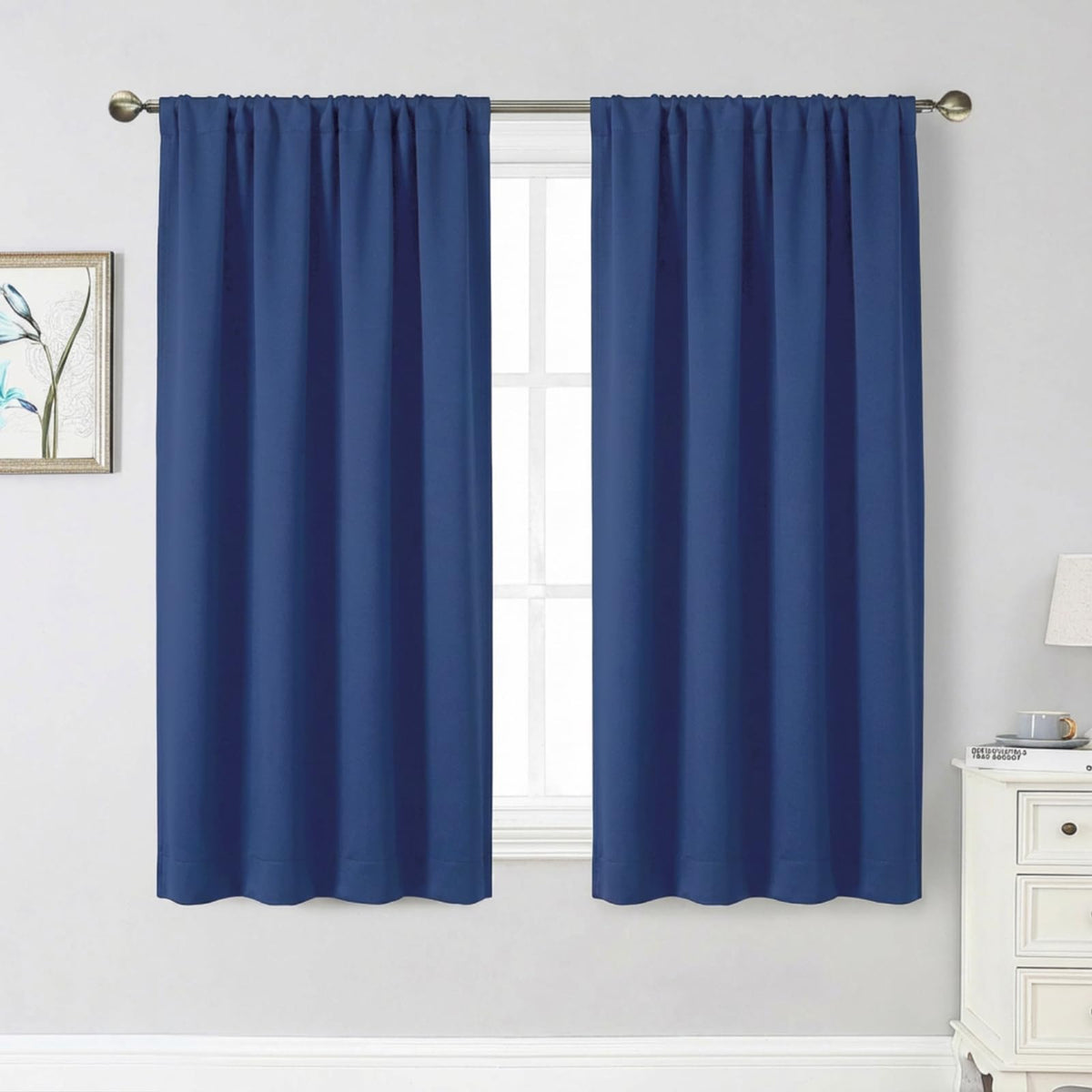Black Cafe Blackout Curtains 36 Inch Length 2 Panels Set, Soft Solid Thermal Insulated Room Darkening Small Window Curtains for Kitchen Bathroom Basement, Black, Each, 40" Wx36 L