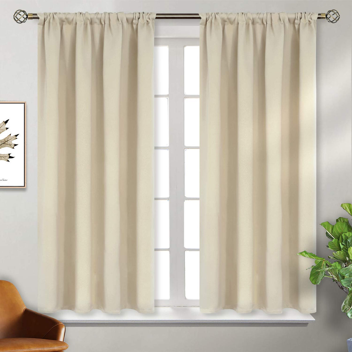 BGment Black Blackout Curtains 40 Inches Long for Kitchen Window 2 Panels