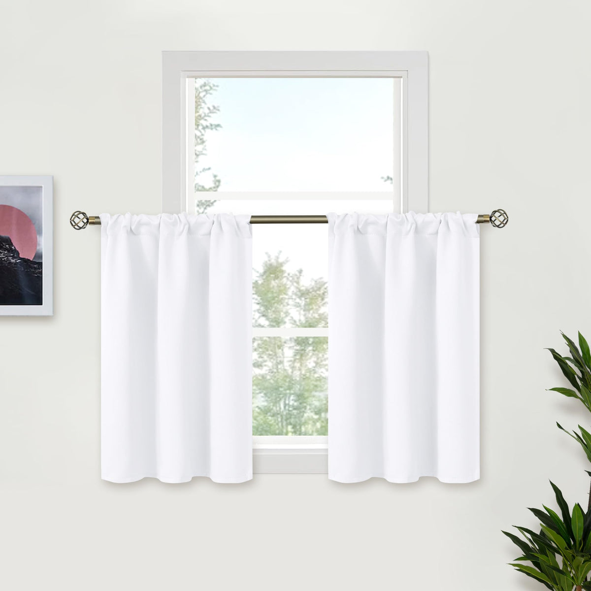 BGment Black Blackout Curtains 40 Inches Long for Kitchen Window 2 Panels