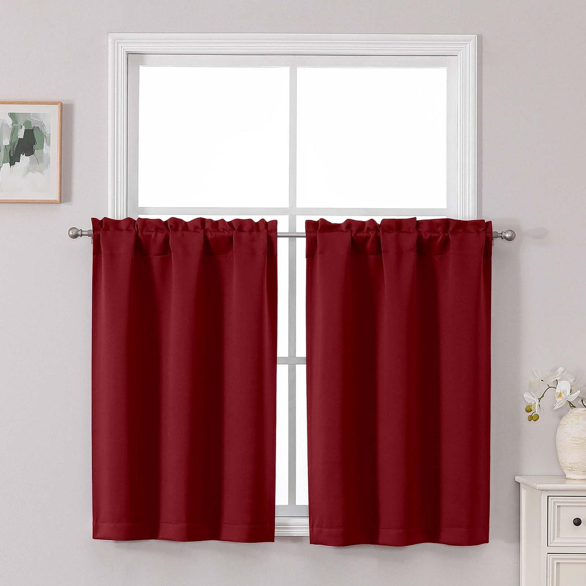 Chyhomenyc Short Black Out Curtains 36 Inch Length, 2 Panels, Black