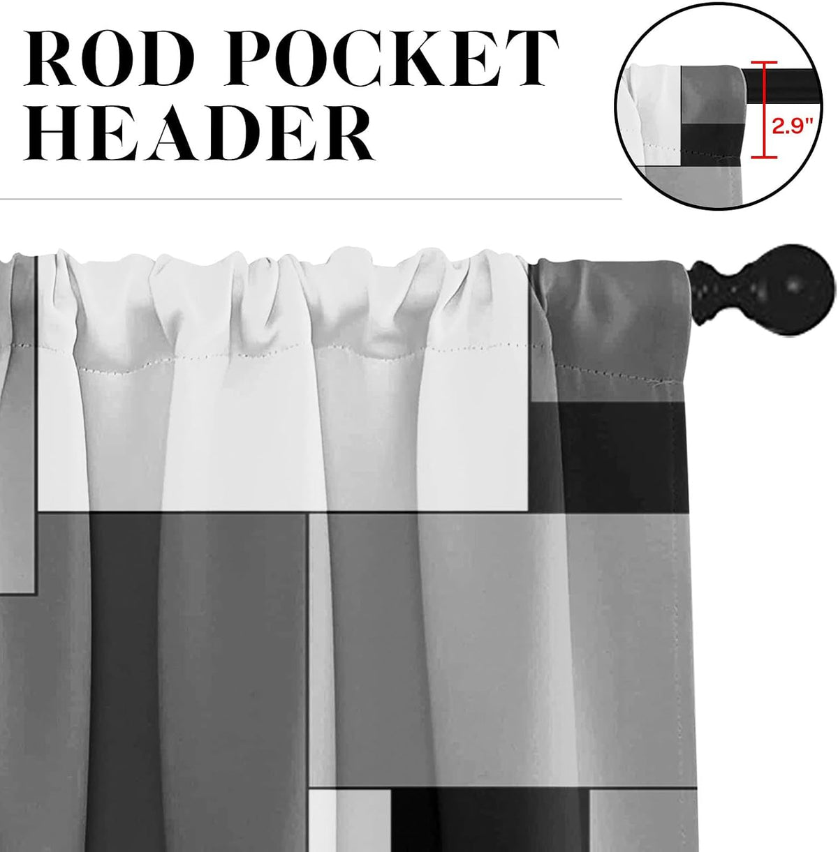Kitchen Curtains Sets for Windows 52x36 Inch 3 Pack, Geometric