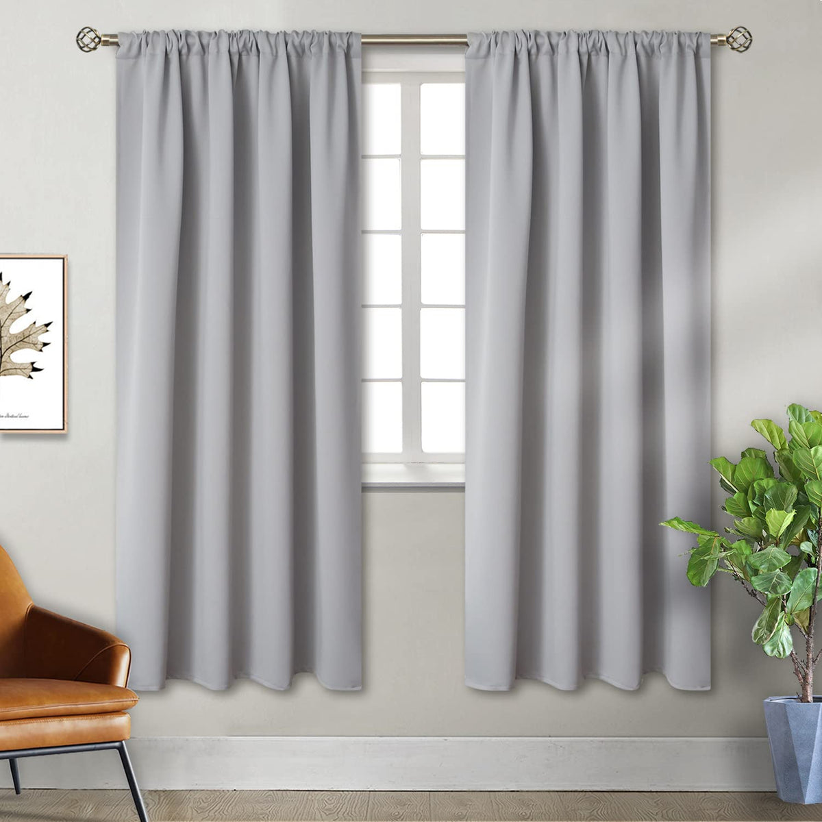 BGment Black Blackout Curtains 40 Inches Long for Kitchen Window 2 Panels