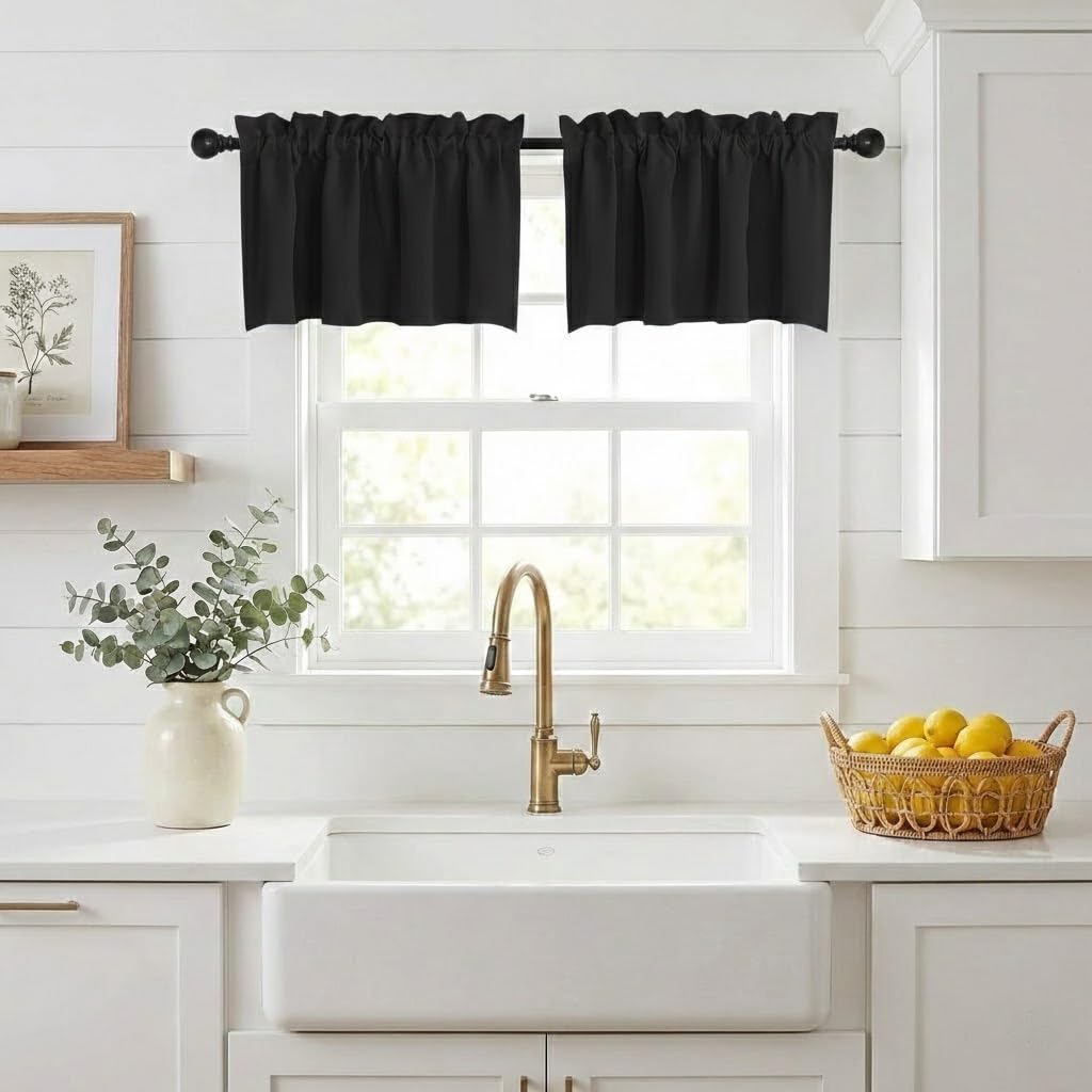 NICETOWN Burgundy Swag Curtains for Kitchen Over Sink 36 x 63 inches Long