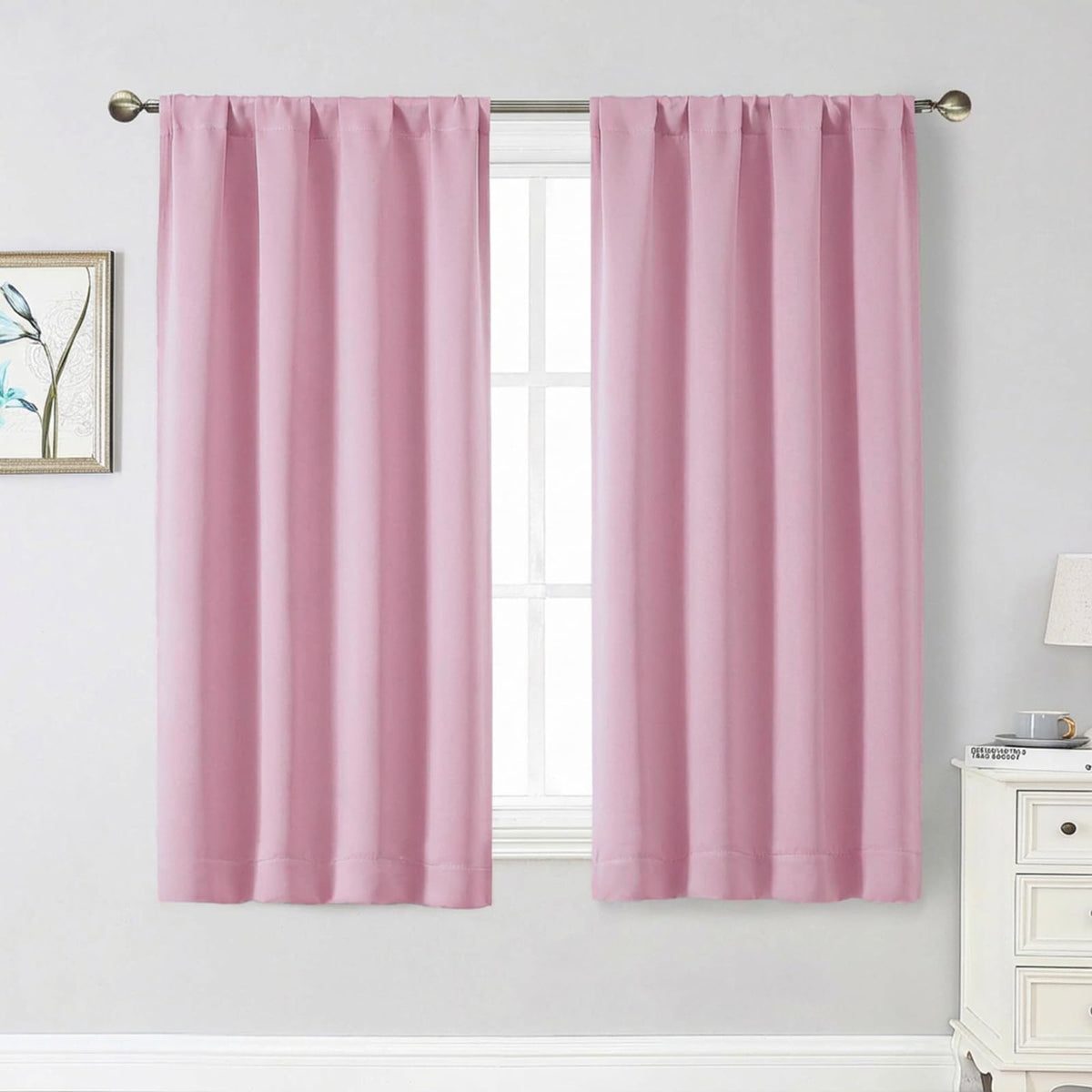 Black Cafe Blackout Curtains 36 Inch Length 2 Panels Set, Soft Solid Thermal Insulated Room Darkening Small Window Curtains for Kitchen Bathroom Basement, Black, Each, 40" Wx36 L