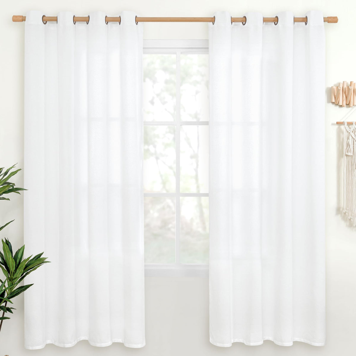 YoungsTex Linen Kitchen Window Curtains 40 Inch Length 2 Panels