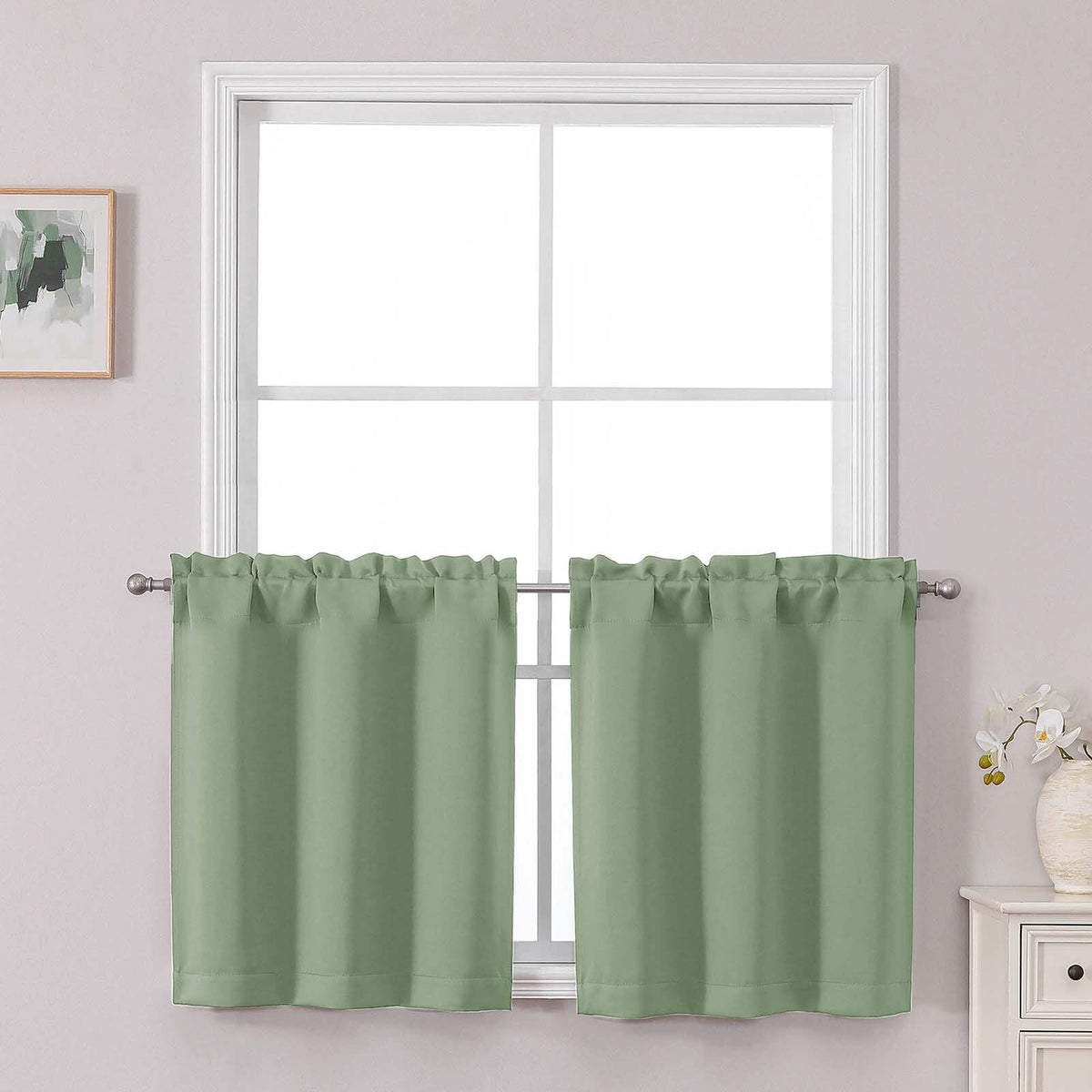 Chyhomenyc Short Black Out Curtains 36 Inch Length, 2 Panels, Black