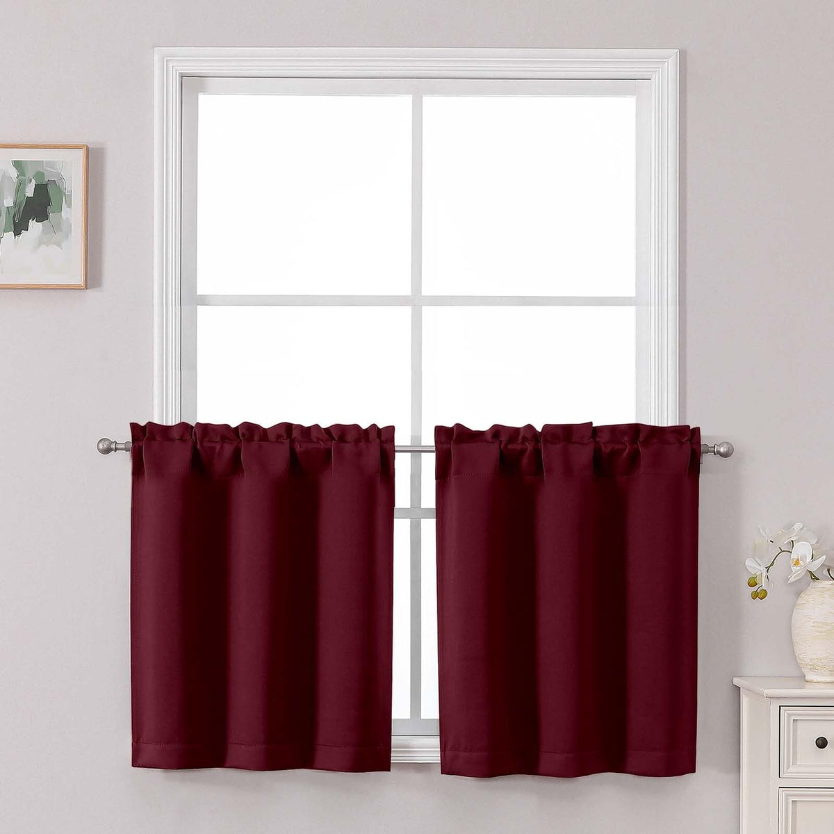 Chyhomenyc Short Black Out Curtains 36 Inch Length, 2 Panels, Black