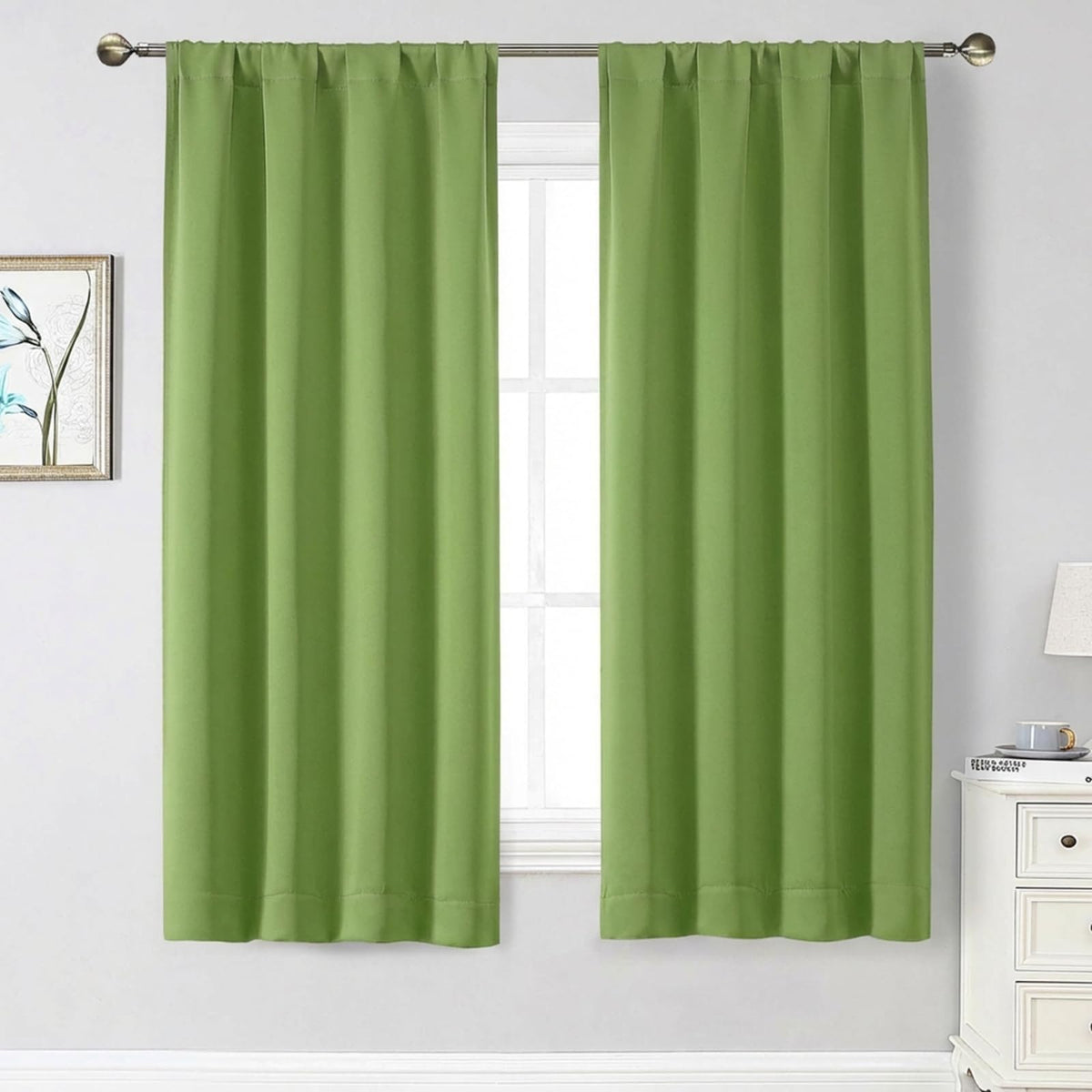 Black Cafe Blackout Curtains 36 Inch Length 2 Panels Set, Soft Solid Thermal Insulated Room Darkening Small Window Curtains for Kitchen Bathroom Basement, Black, Each, 40" Wx36 L