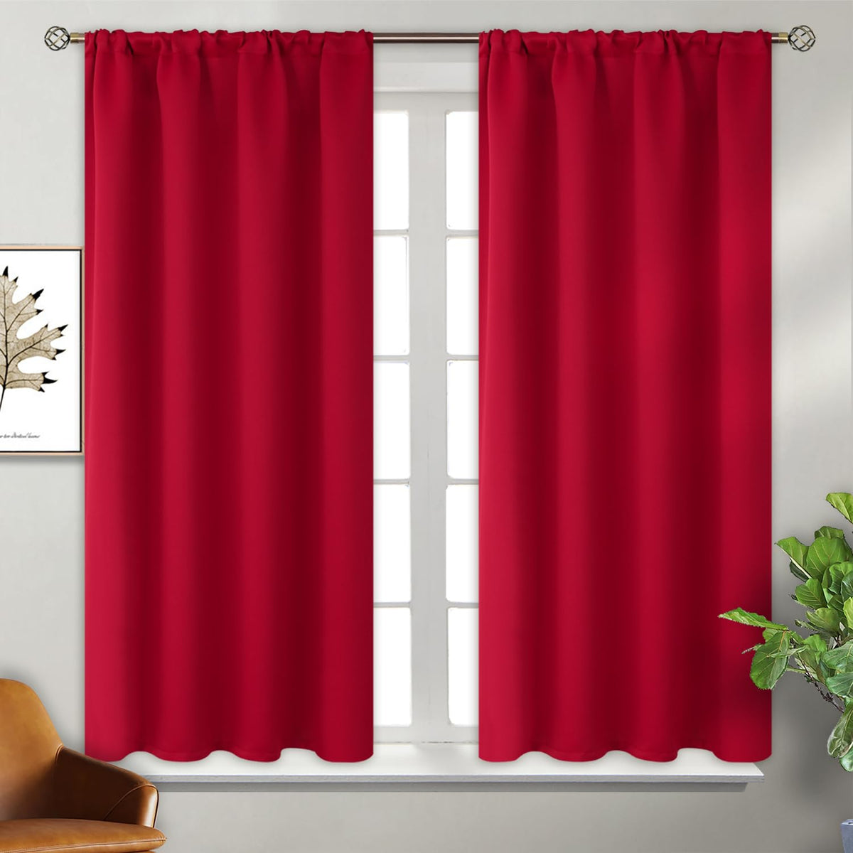 BGment Black Blackout Curtains 40 Inches Long for Kitchen Window 2 Panels