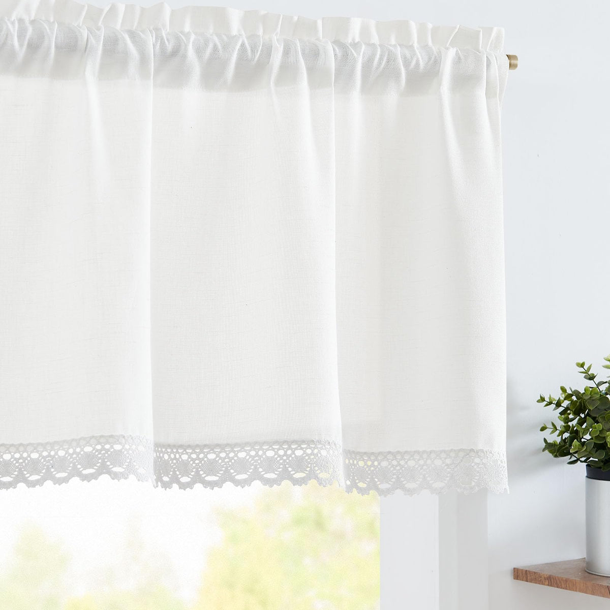 jinchan Linen Kitchen Valance with Lined Floral Valance Curtain 16 Inch Farmhouse Red Peony Flower Printed Curtain for Windows Living Room French Retro Patterned Rod Pocket 1 Panel Red on Beige