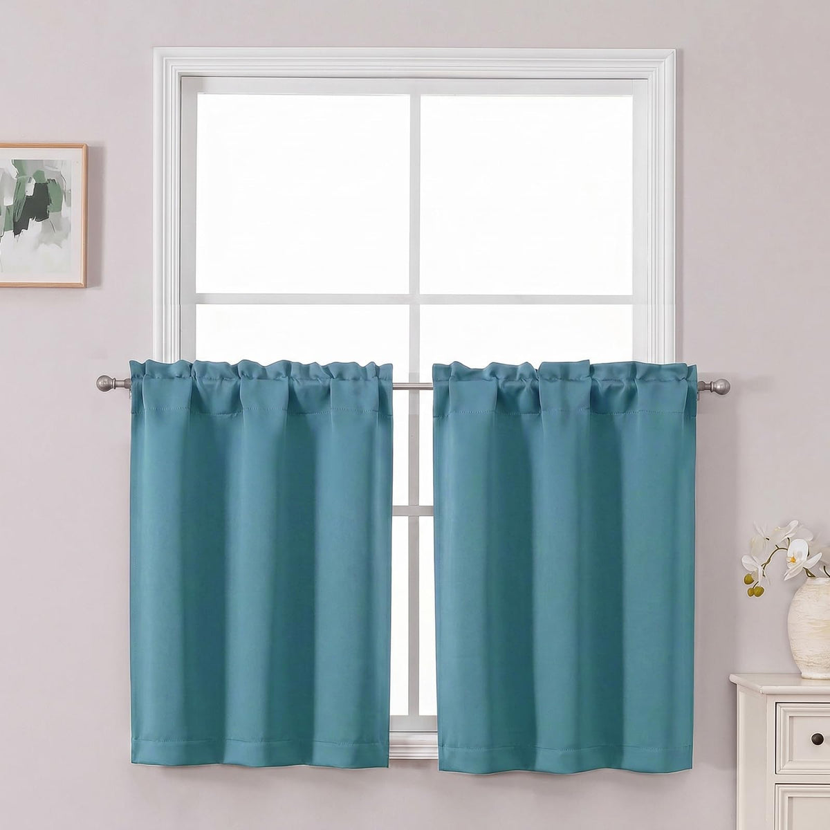 Chyhomenyc Short Black Out Curtains 36 Inch Length, 2 Panels, Black