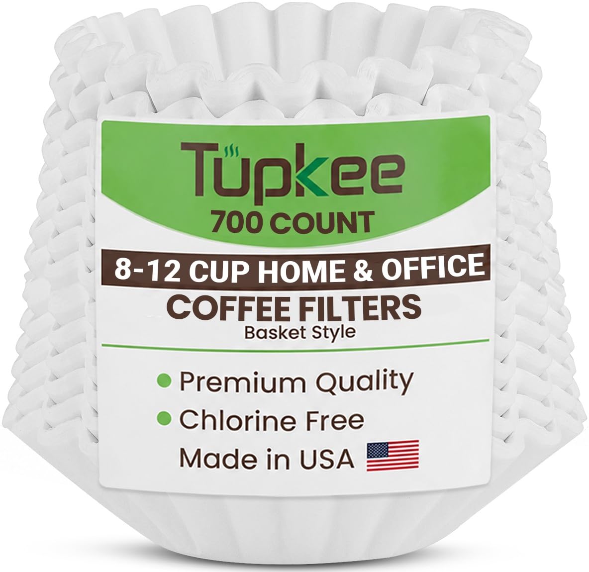 Basket Coffee Filters 8-12 Cup, 700 Count, White Paper, Made In USA