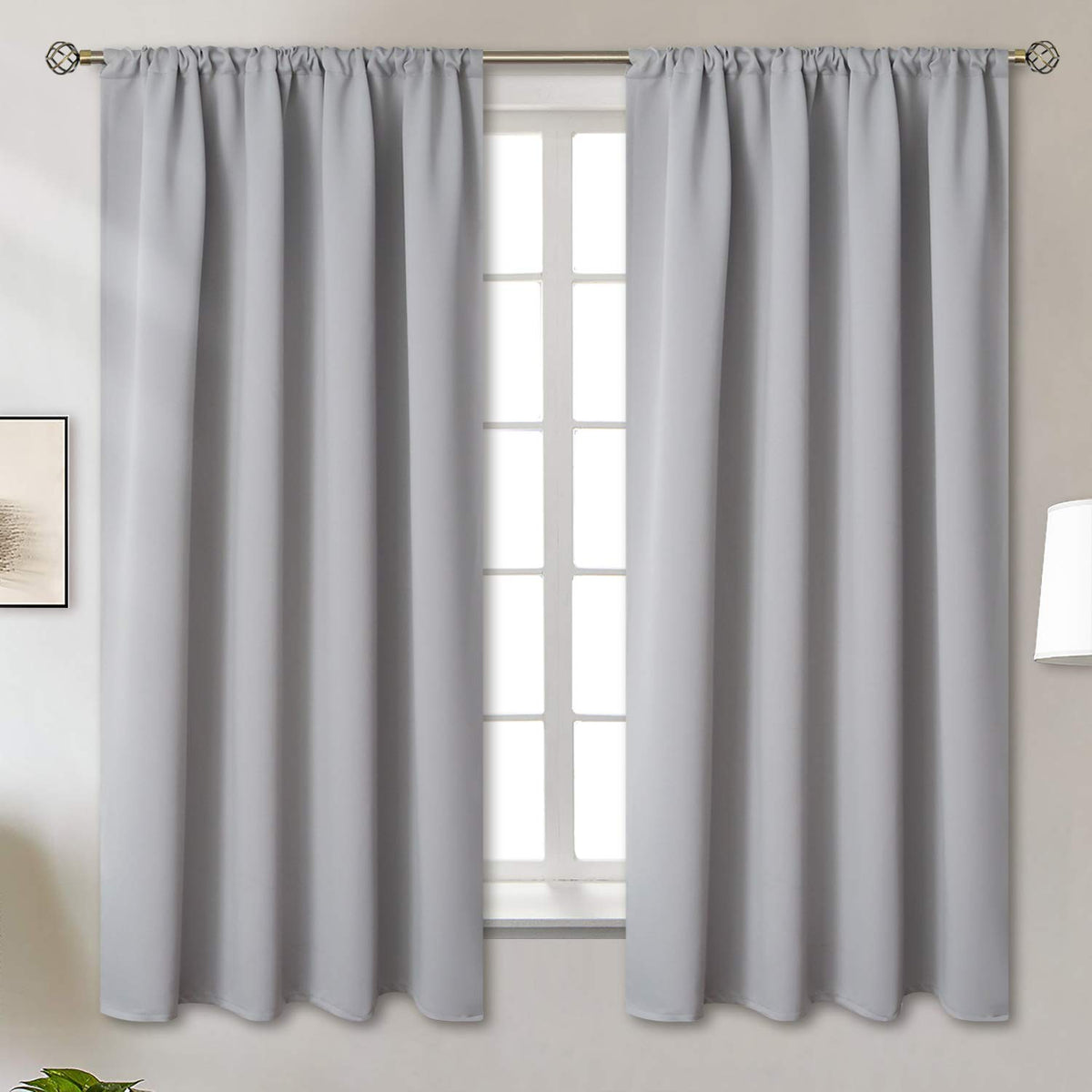 BGment Black Blackout Curtains 40 Inches Long for Kitchen Window 2 Panels