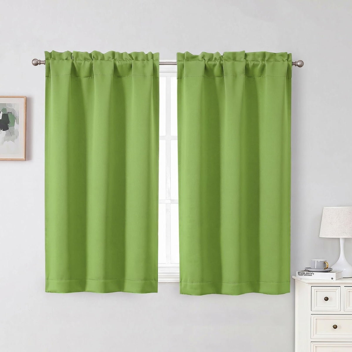 Chyhomenyc Short Black Out Curtains 36 Inch Length, 2 Panels, Black