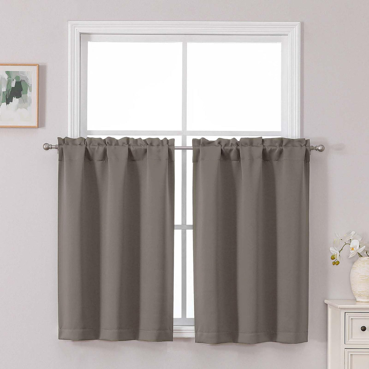Chyhomenyc Short Black Out Curtains 36 Inch Length, 2 Panels, Black