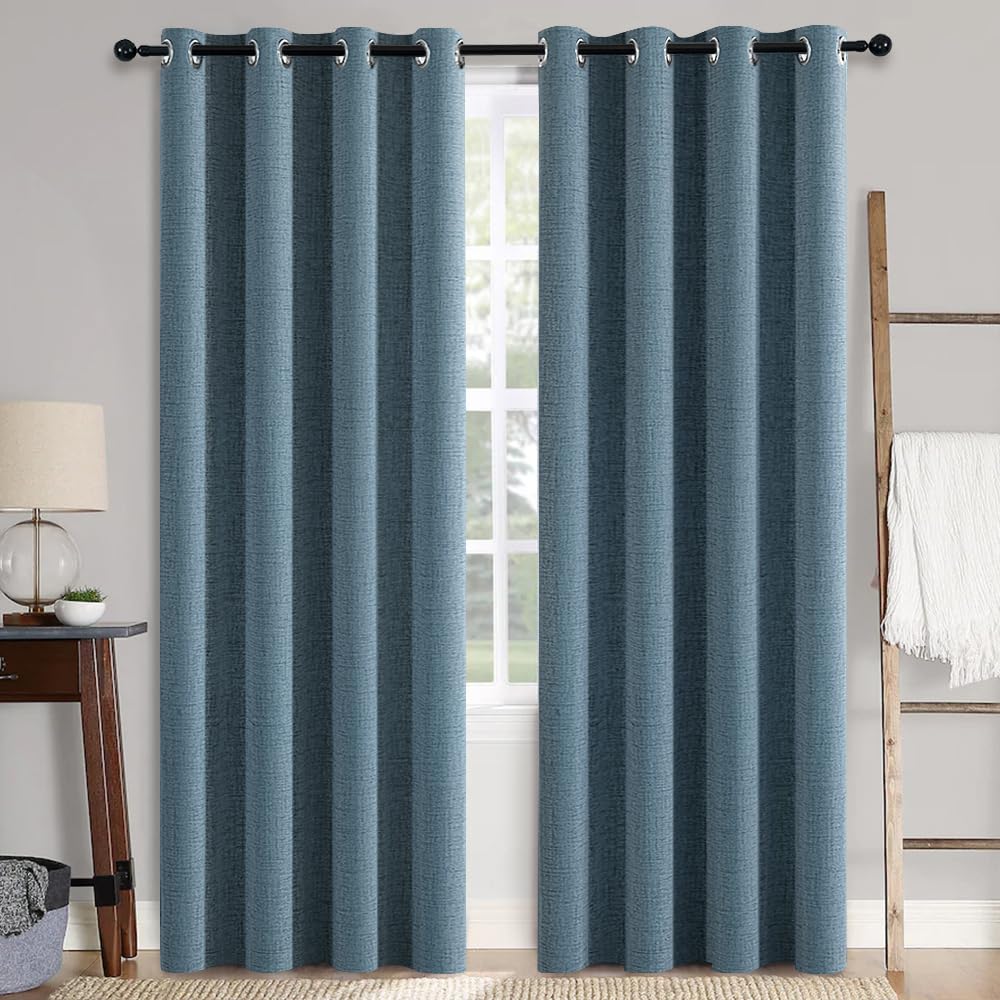 MIULEE 100% Blackout Linen Curtains for Bedroom 52x54 Inches Natural Beige