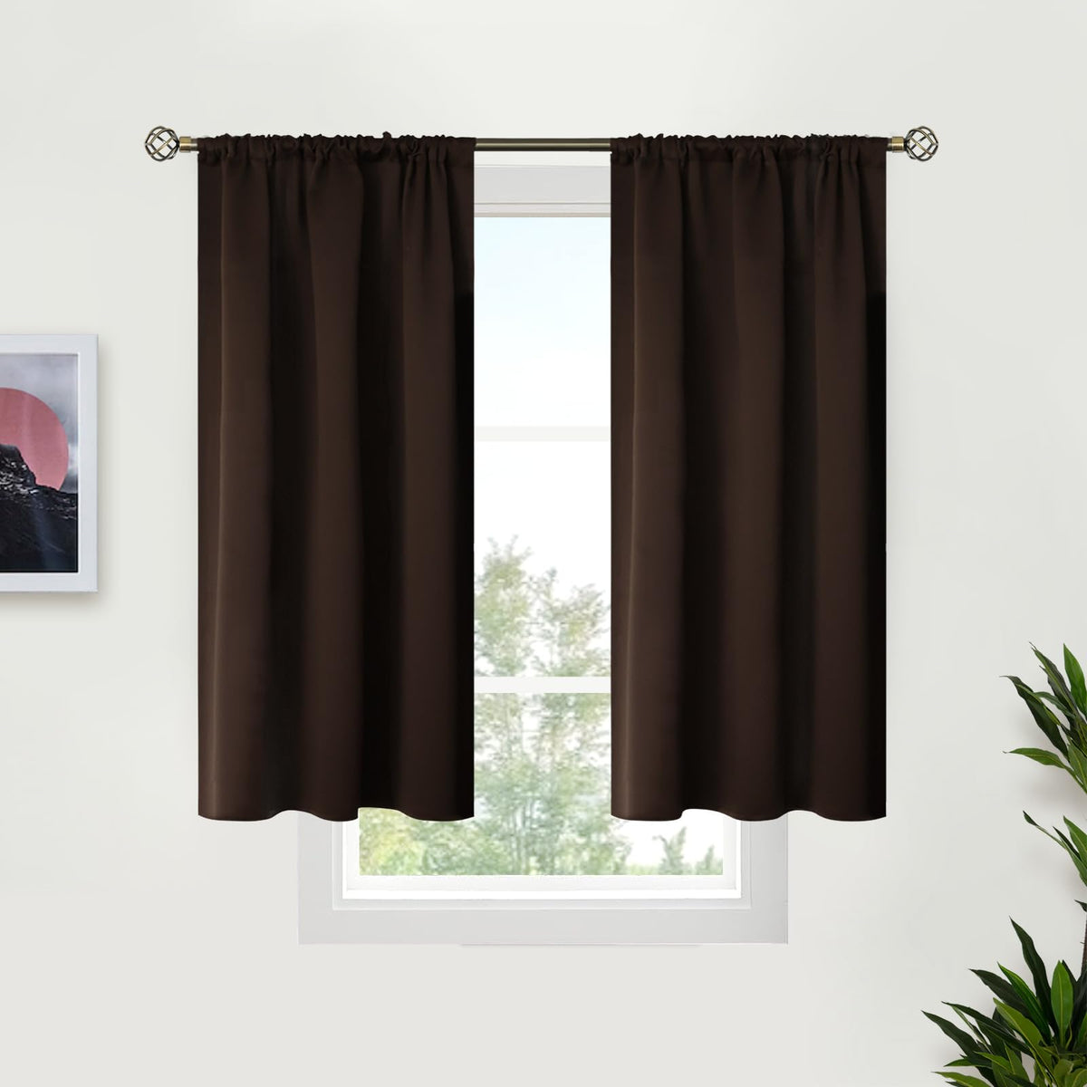 BGment Black Blackout Curtains 40 Inches Long for Kitchen Window 2 Panels
