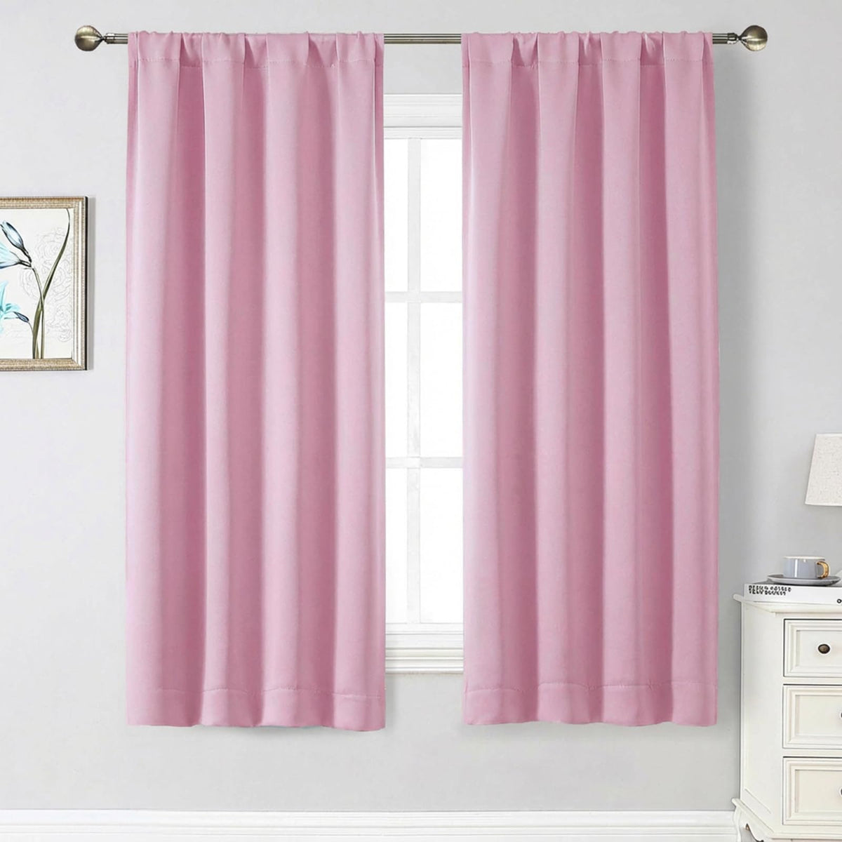 Black Cafe Blackout Curtains 36 Inch Length 2 Panels Set, Soft Solid Thermal Insulated Room Darkening Small Window Curtains for Kitchen Bathroom Basement, Black, Each, 40" Wx36 L
