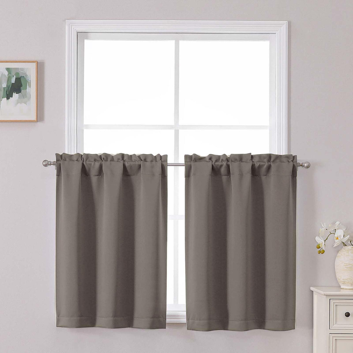 Chyhomenyc Short Black Out Curtains 36 Inch Length, 2 Panels, Black
