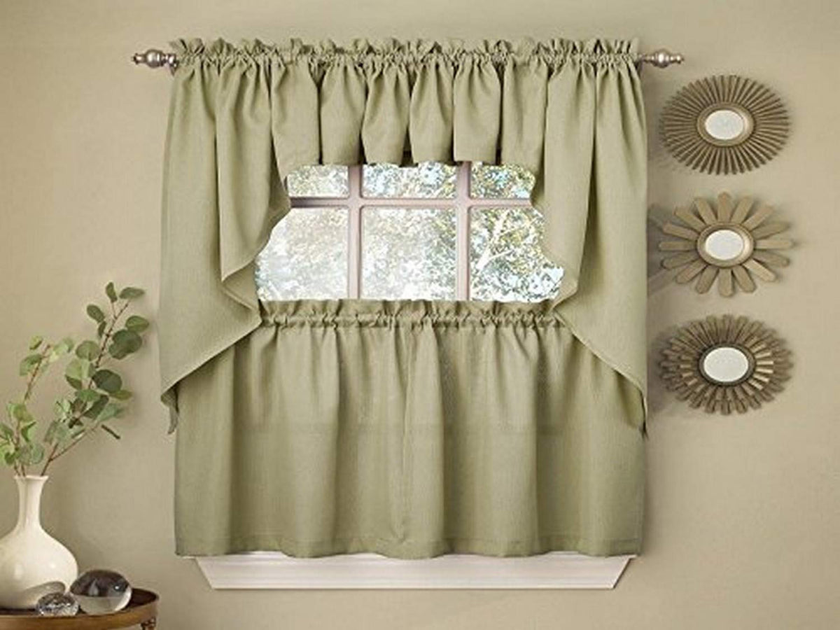 Sweet Home Collection Old World Style Floral Heavy Lace Kitchen Curtain Swag pair Hopewell Cream