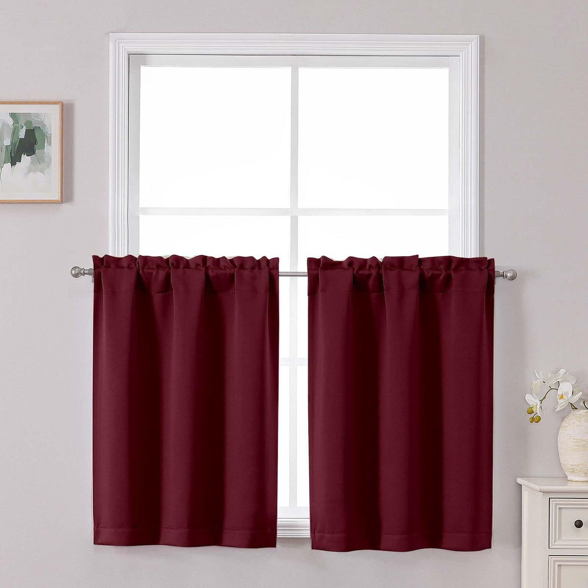 Chyhomenyc Short Black Out Curtains 36 Inch Length, 2 Panels, Black