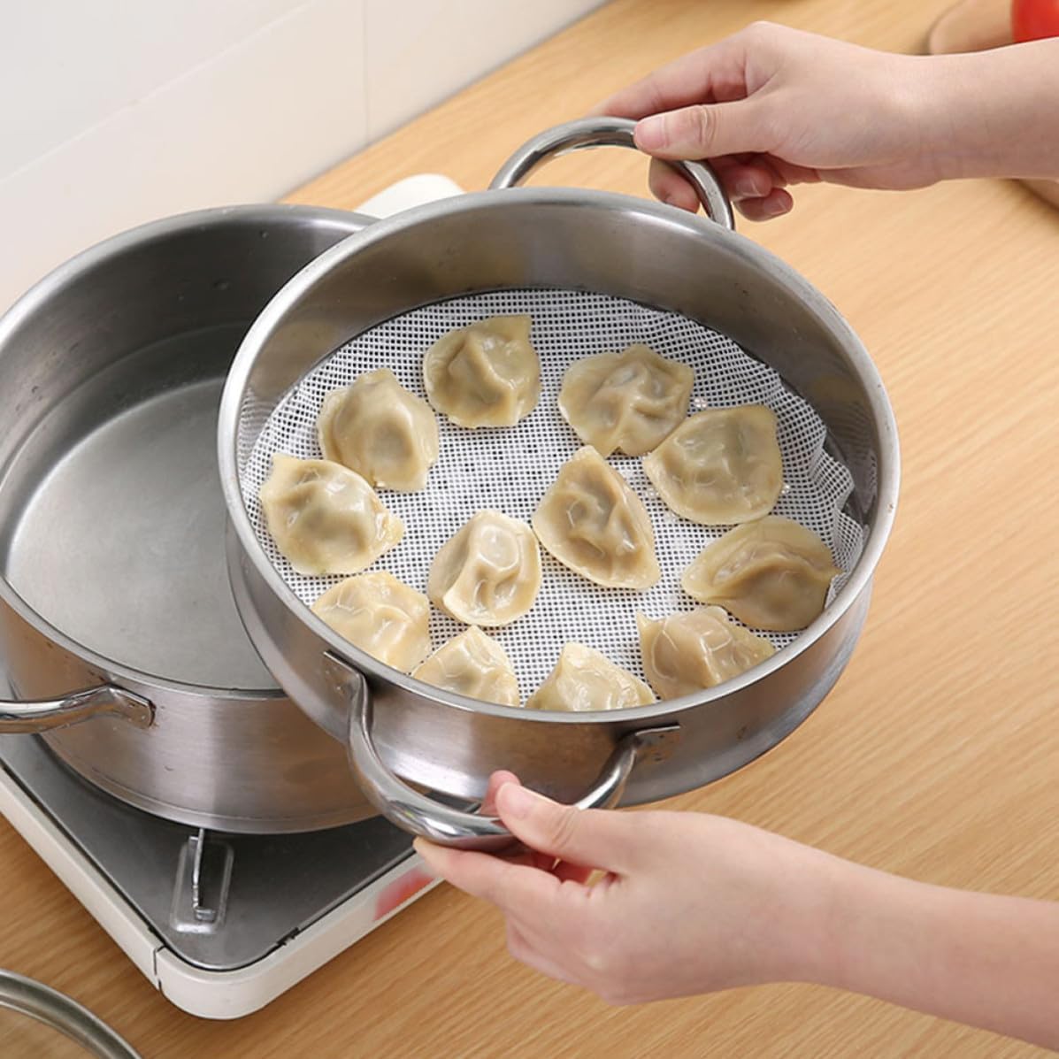 5pcs round Silicone Steamer Mats Reusable Liner for Dumplings