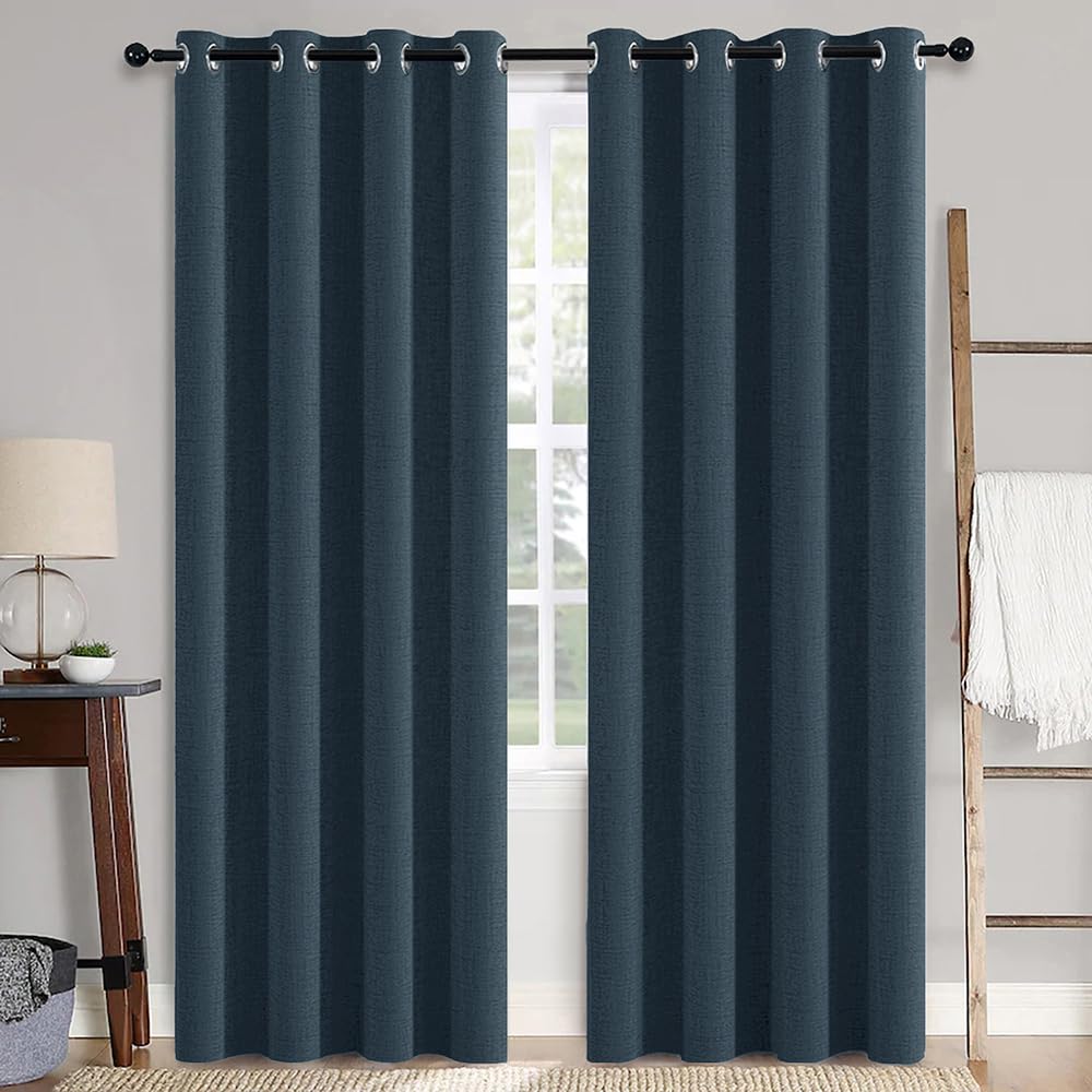 MIULEE 100% Blackout Linen Curtains for Bedroom 52x54 Inches Natural Beige