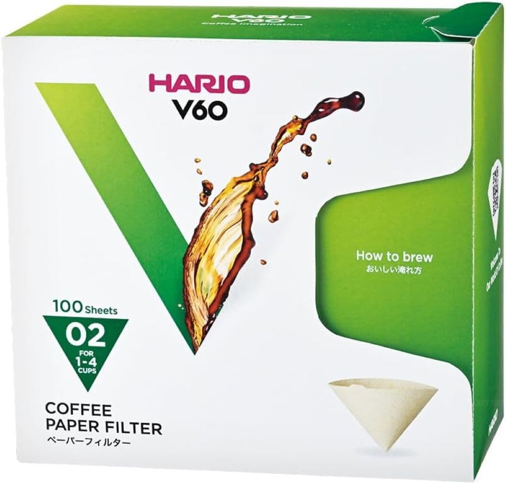 Hario V60 Paper Coffee Filter, Size 02, White, 200ct