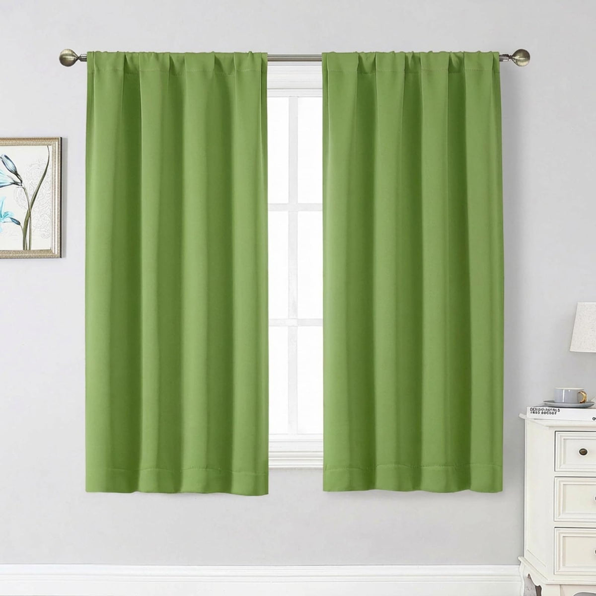 Black Cafe Blackout Curtains 36 Inch Length 2 Panels Set, Soft Solid Thermal Insulated Room Darkening Small Window Curtains for Kitchen Bathroom Basement, Black, Each, 40" Wx36 L